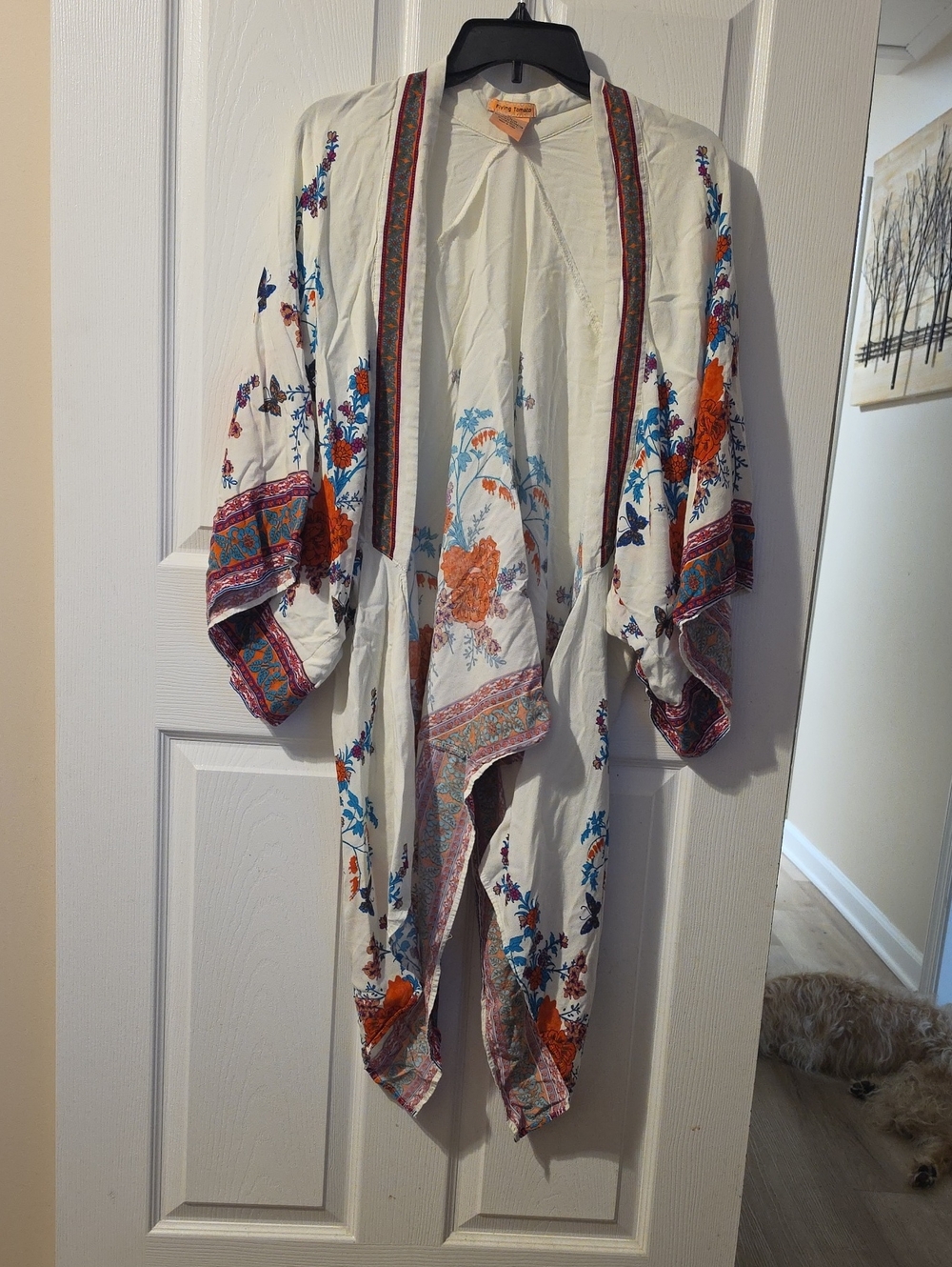 Flying Tomato Cream Kimono Cardigan with Orange Trim